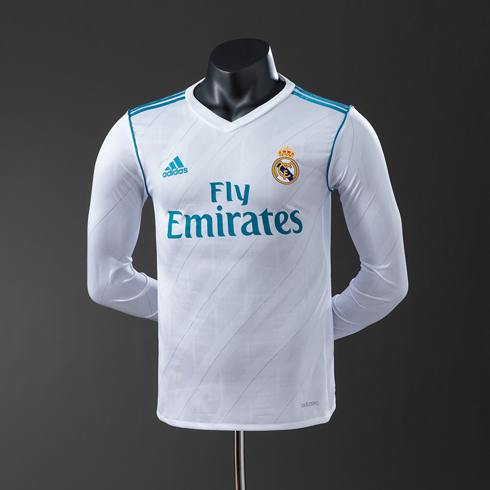 JER-11347_1 Real Madrid 17/18 Home Long Sleeve Player Version Retro Jersey - 图片 1