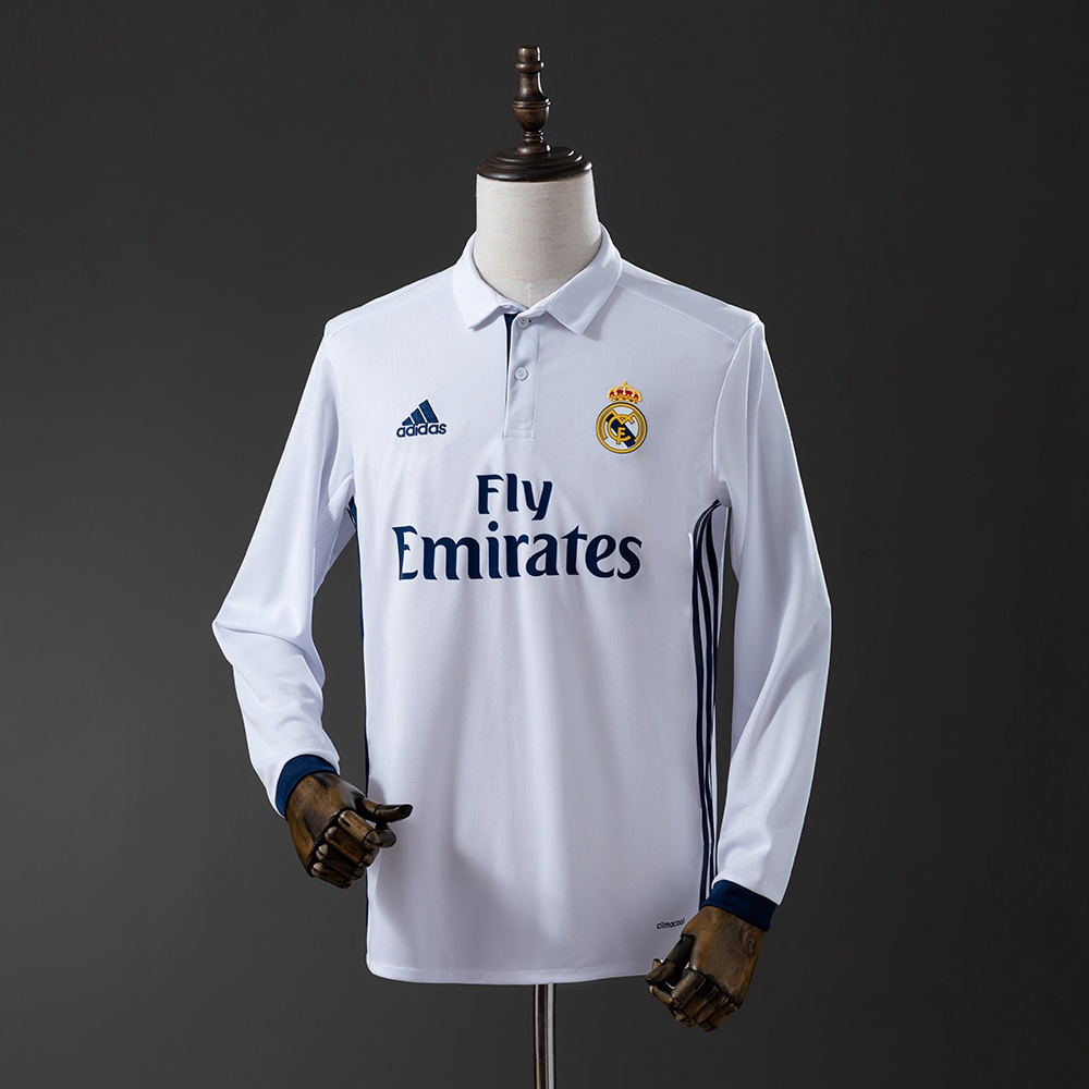 JER-11388_1 Real Madrid 16/17 Home Long Sleeve Retro Jersey - 图片 1