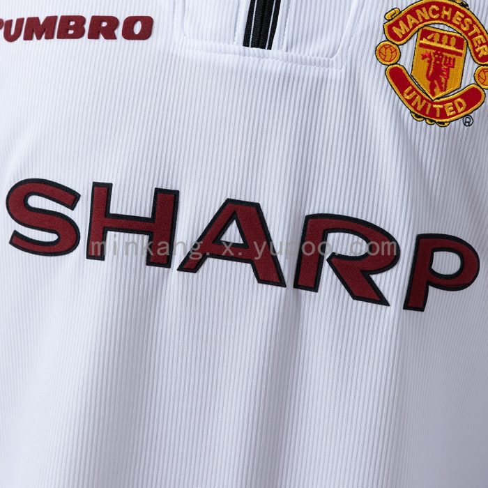 M-U 98/99 White Long Sleeve Retro Jersey - 图片 5