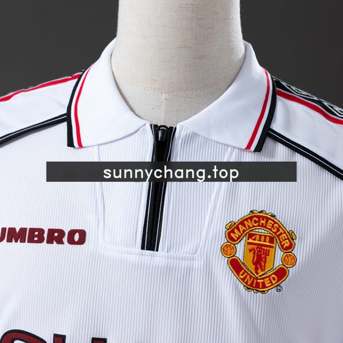 M-U 98/99 White Long Sleeve Retro Jersey - 图片 6