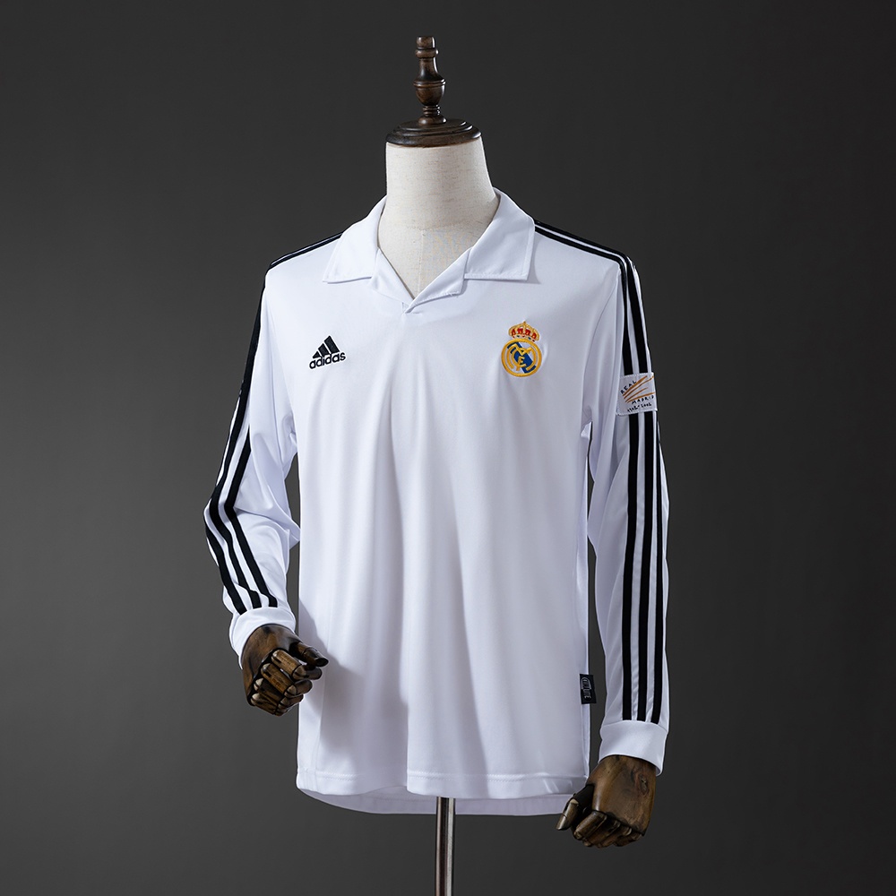 JER-11414_1 Real Madrid 2002/03 Home Long Sleeve Retro Jersey - 图片 1