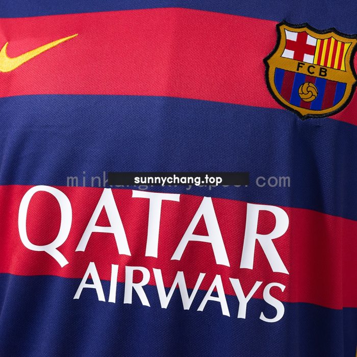 Barcelona 2015/16 Home Long Sleeve Retro Jersey - 图片 5