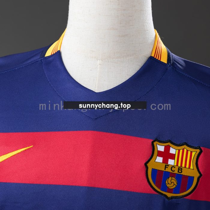 Barcelona 2015/16 Home Long Sleeve Retro Jersey - 图片 6