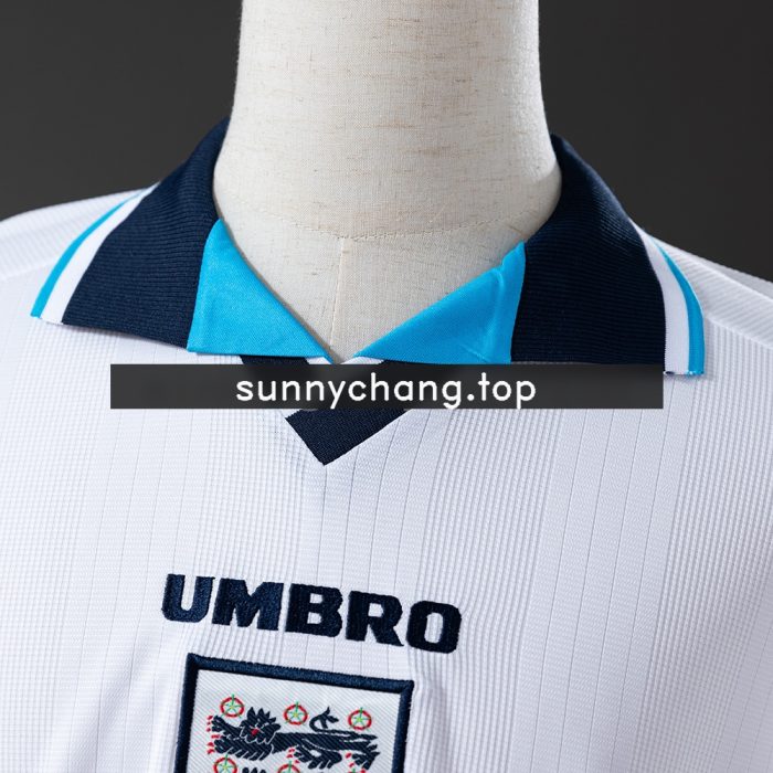 England 1996 Home Long Sleeve Retro Jersey - 图片 4