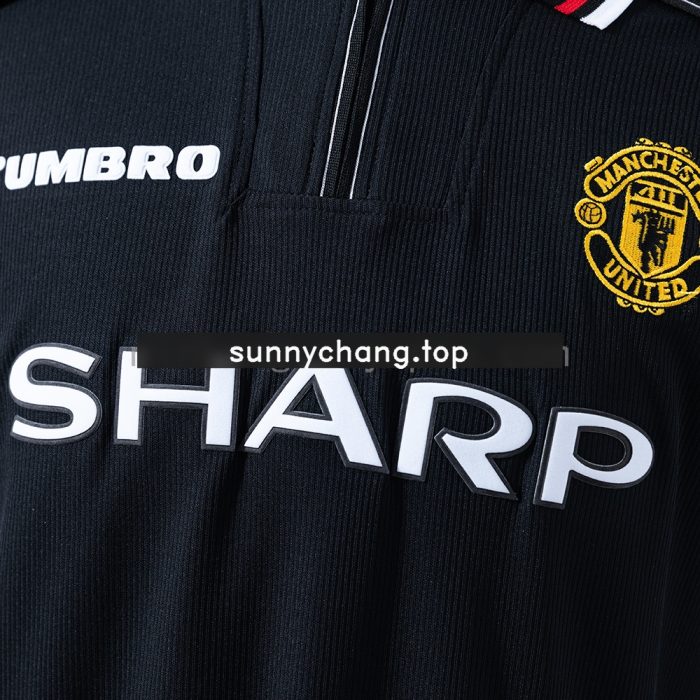 M-U 1998/99 Black Long Sleeve Retro Jersey - 图片 5