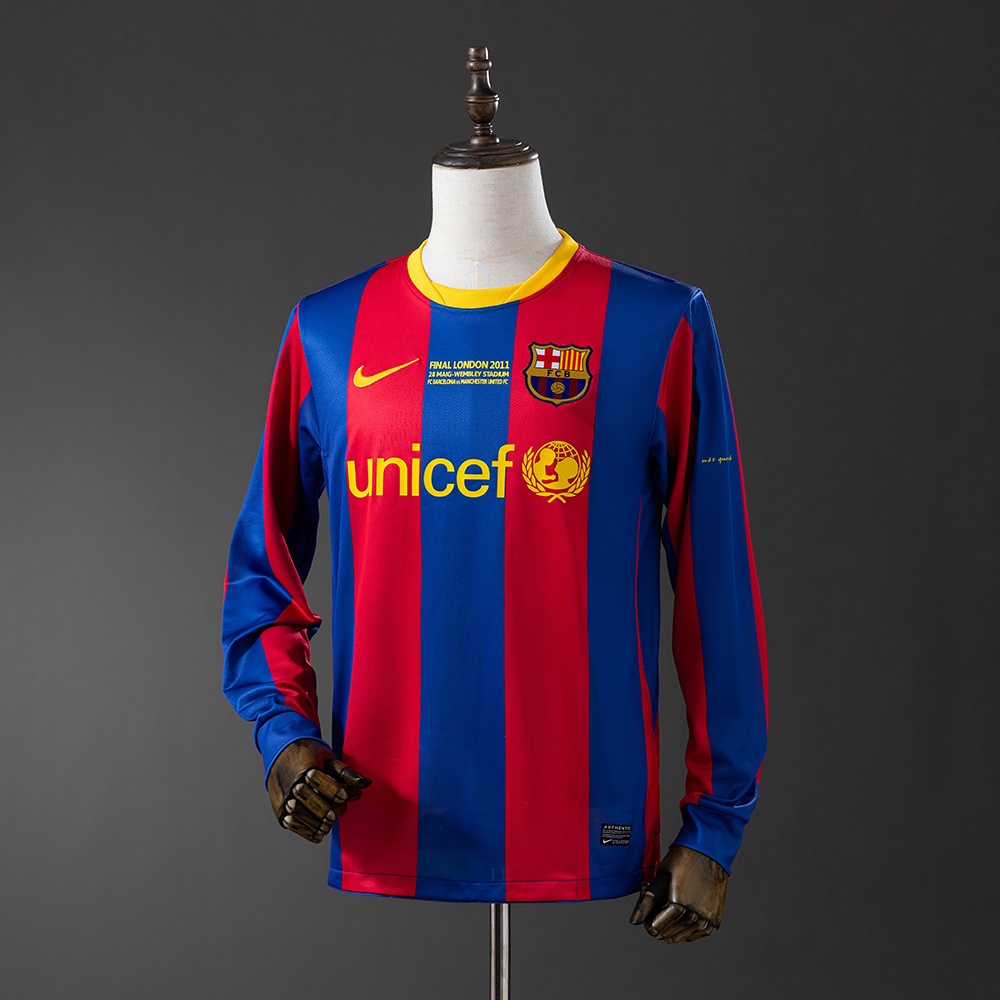 JER-11432_1 Barcelona 2010/11 Home Champions League Edition Long Sleeve Retro Jersey - 图片 1
