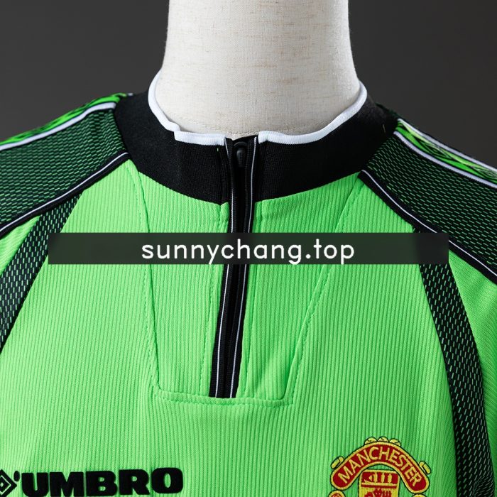 M-U 1998/99 Goalkeeper Green Long Sleeve Retro Jersey - 图片 6