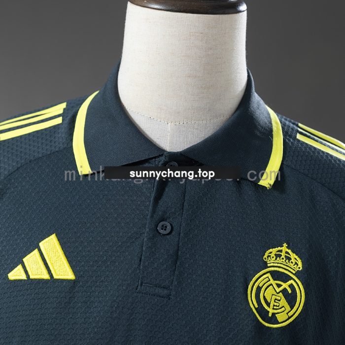 Real Madrid 25/26 Polo Dark Grey Yellow - 图片 6
