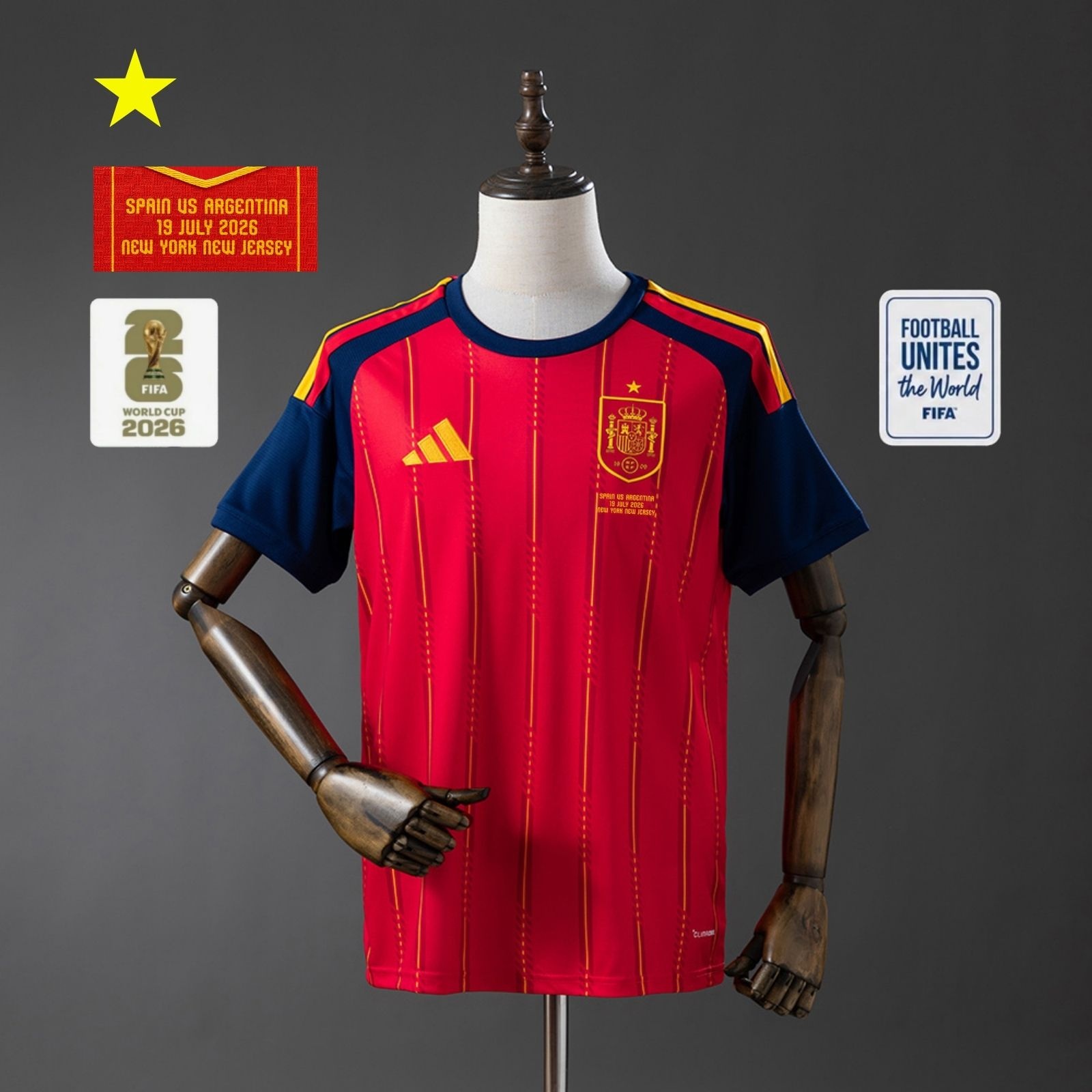 JER-9227_1 Spain 2026 Home Stadium Pre-sale 1.1 Quality S-4XL - 图片 1