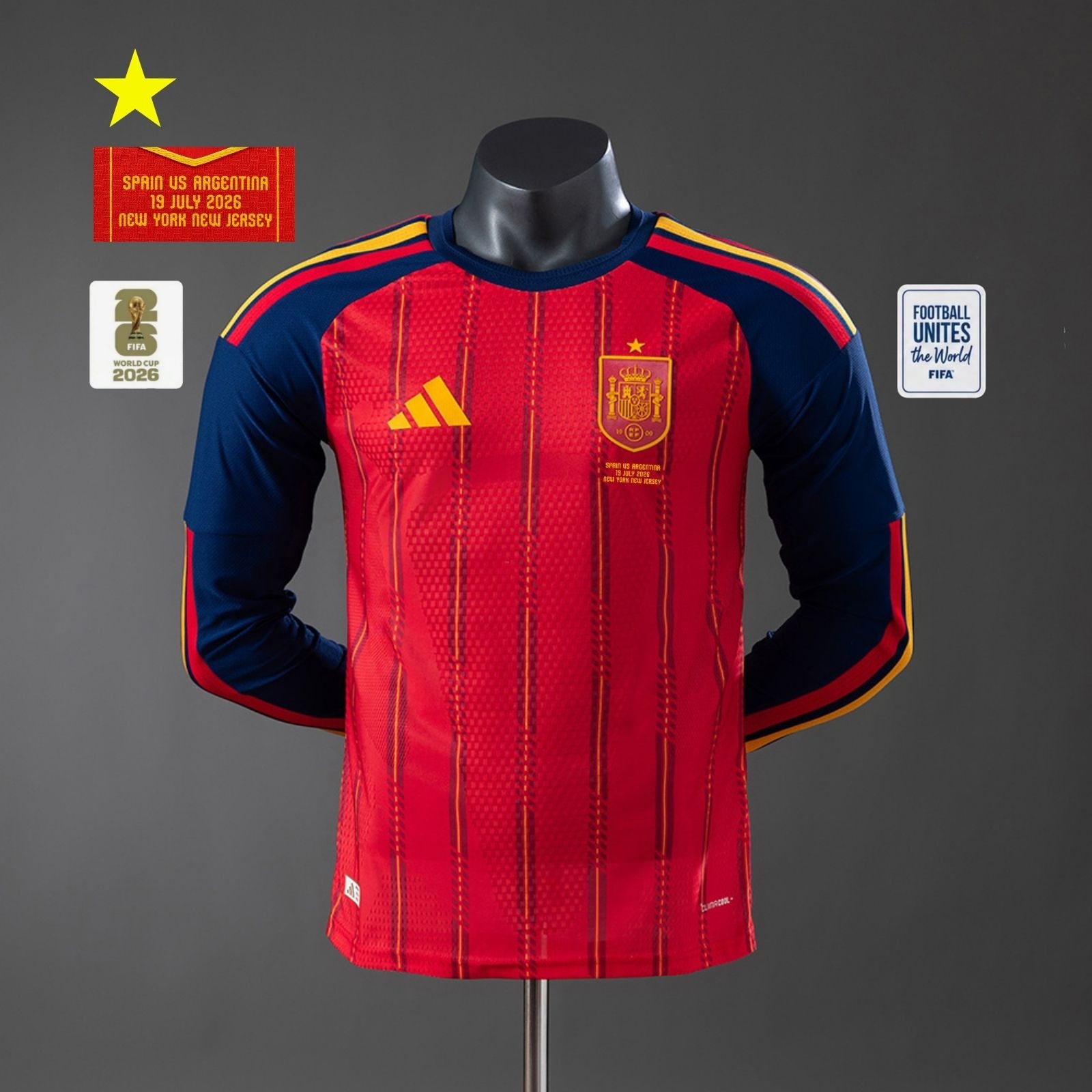 JER-9230_1 Spain 2026 Home Long-Sleeve Player Version Jersey - 图片 1