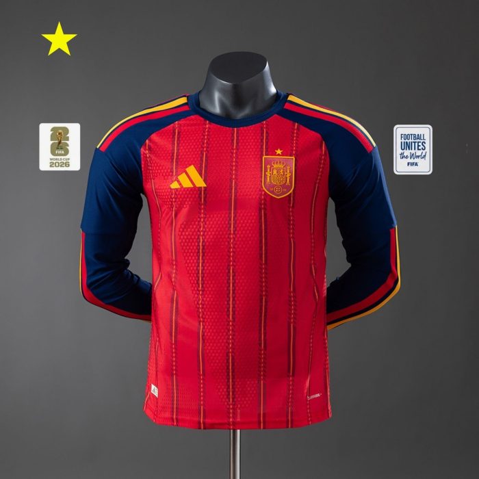 Spain 2026 Home Long-Sleeve Player Version Jersey - 图片 3
