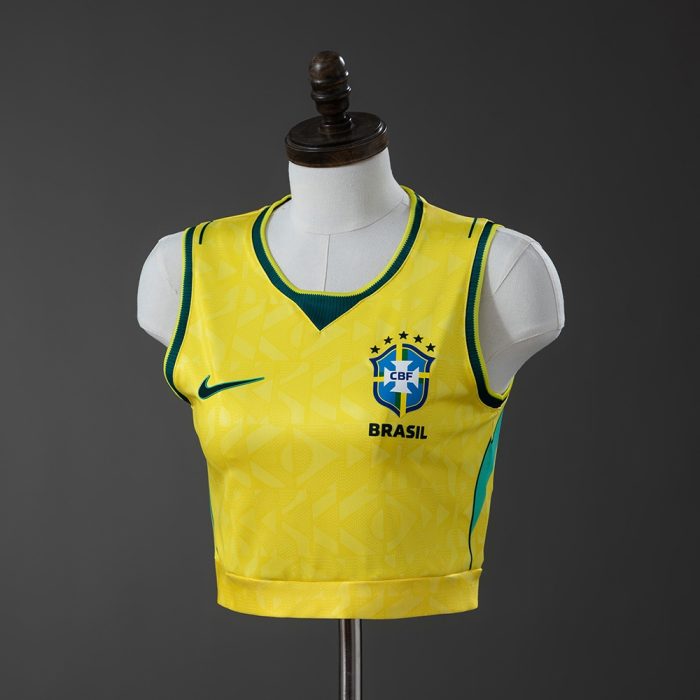 Brazil 2026 Women's Crop Tank Top Home Jersey - 图片 2