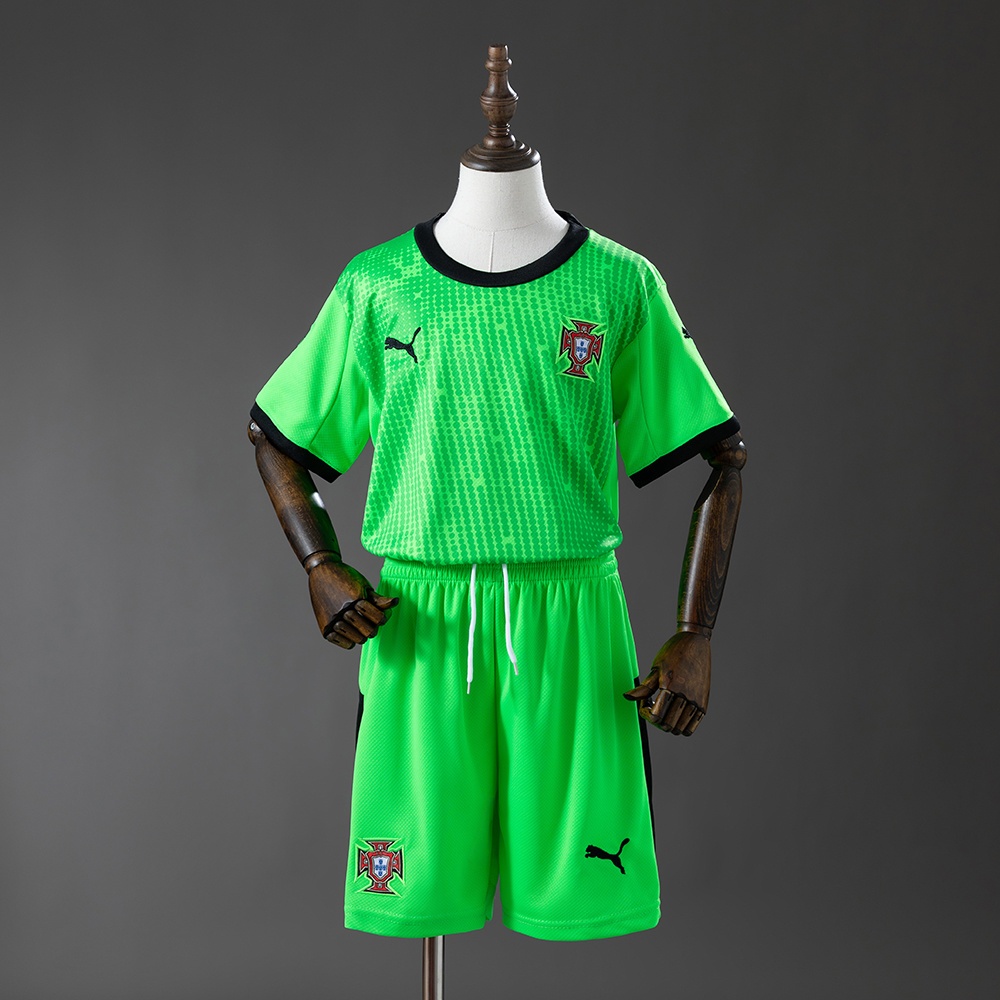 JER-9688_1 Portugal 2026 Fluorescent Green Kids Kit Jersey - 图片 1