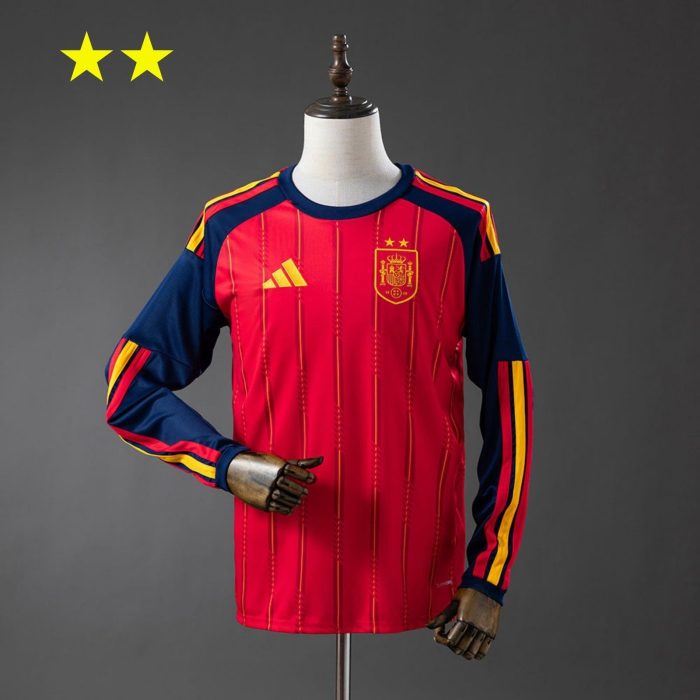 Spain 2026 Home 2-Star Champion Edition Long Sleeve Jersey - 图片 2