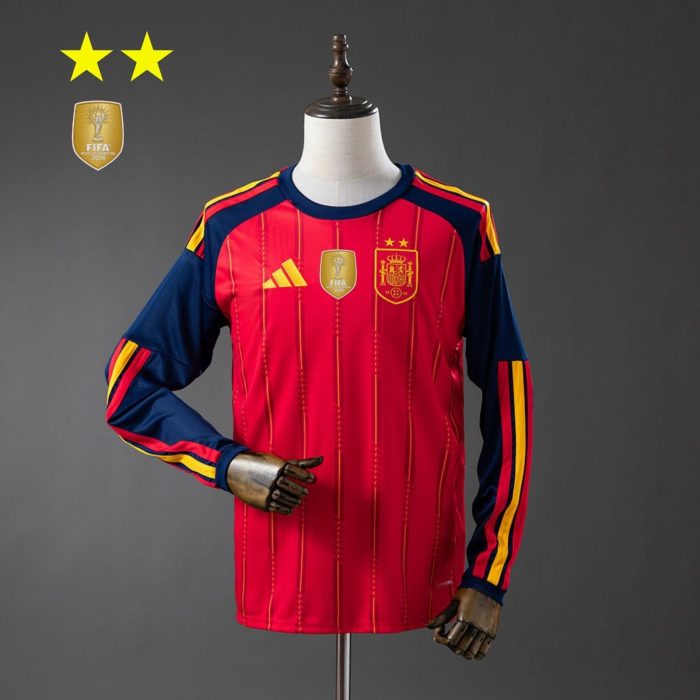 Spain 2026 Home 2-Star Champion Edition Long Sleeve Jersey - 图片 3