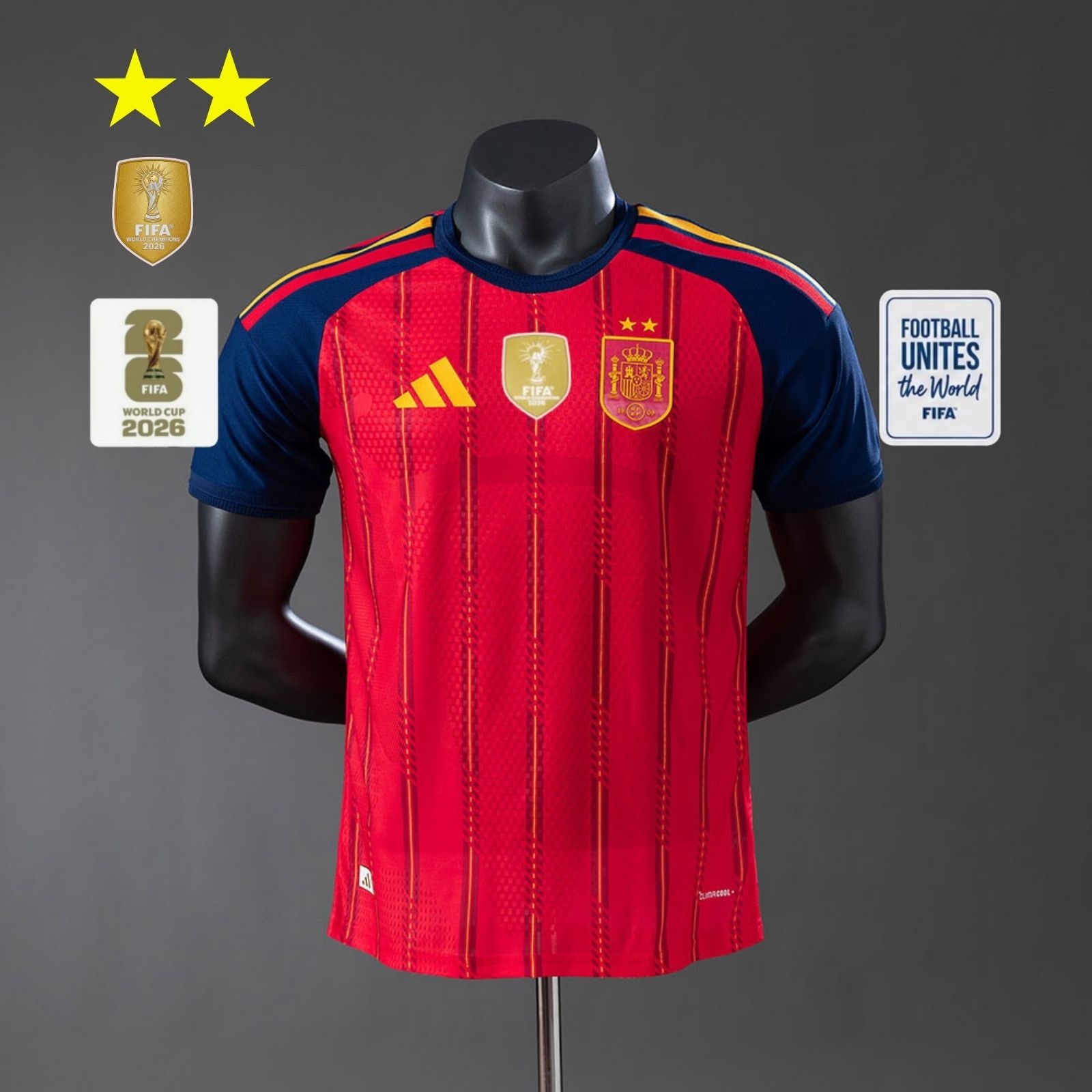 JER-9770_1 Spain 2026 Home 2-Star Champion Edition Player Version Jersey - 图片 1